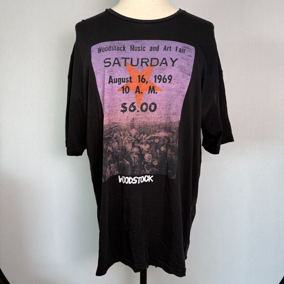 Woodstock Music and Art Fair 1969 T-Shirt, Women's Sz 3XL, Black Short Sleeves - Picture 2 of 9